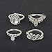 Rings Set for women,Mandystore 5pcs/Set GirlsBohemian Vintage Silver Stack Rings Above Knuckle Blue Rings Set (Silver)