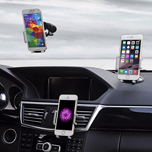 Best Car Phone Holder, Golden Colours Super 3 in 1 Universal Cell Phone Car Cradle &amp; Mount Fits iPhone &amp; Other Popular Brands - 3 Mounting Options - 360 Degree Rotation - A Perfect Gift for a Great Price.