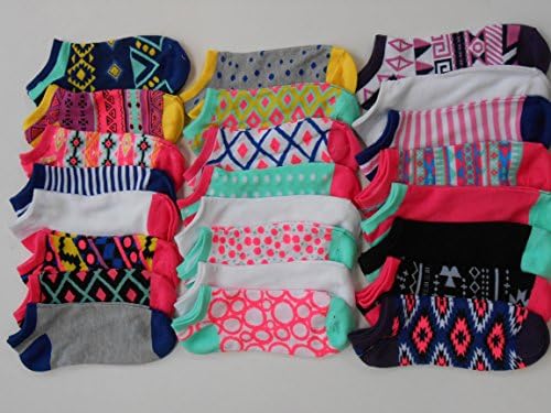 24 Pair Pack Women's Aztec Printed Low cut Ankle Socks