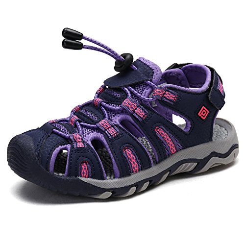 DREAM PAIRS Little Kid 160912-K Purple LT.Grey Outdoor Summer Sandals Size 1 M US Little Kid
