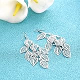 BatterElec(TM) Silver Multi-Leaf Long Earings Earrings Ear Hook Drop Dangle Lady Girls