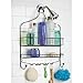 mDesign Extra Wide Metal Wire Bathroom Tub and Shower Caddy, Hanging Storage Organizer Center with Built-in Hooks and Baskets on 2 Levels, Rust Resistant - Matte Black
