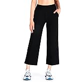 Yogipace Women's UPF 50+ High Waisted Wide Leg Cropped Yoga Pants with Pockets,Lightweight Lounge Pant,22"/25"/28" Inseam