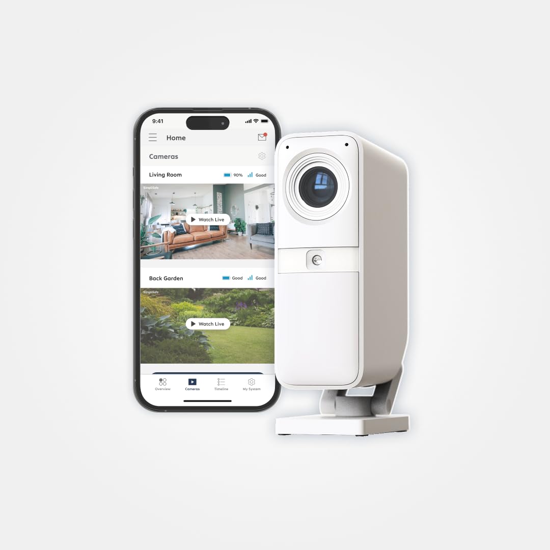 SimpliSafe Wireless Indoor Home Security Camera with Two Way Audio, AI-Powered Motion Detection, Built-in Siren, HD Video, White, ONLY compatible alarm systems. Not a standalone camera