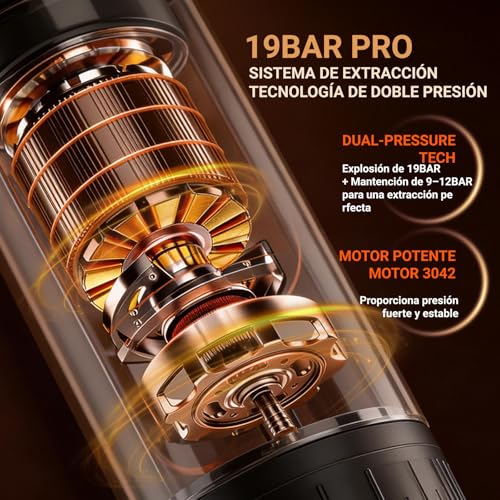 Cafetera Portátil 3 en 1, Presión para un Auténtico Espresso con Crema Espesa, Compatible con Cápsulas Nespresso y Café Molido, Autocalefactable para Viajes, Camping, Oficina y Hogar – Recarga USB-C