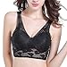 Sleep Koala Women's Plus Size Bralette Sexy Lace Bras Wire Free Bra Removeable Pads Tops Black XXXL