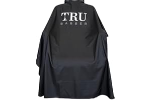 TRU BARBER Light Weight Waterproof Professional Salon Cape With Snap Closure for Hair Cutting, Barbershop, 50" x 58" (Black/White)