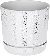 KORAD White with Silver Flecks Indoor Plant Pots 26 cm 10.2 in Drainage view 1