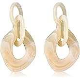 KVANU Unique Bohemian Vintage Acrylic Geometry Dangle Drop Earrings Creative Hollow Round Huge Chain Stud Earrings for Women Statement Summer Holiday Jewelry Gifts