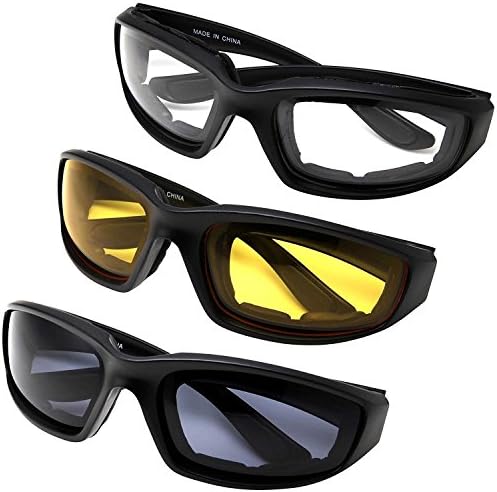 Yooyee Motorcycle Glasses Riding Goggles, 3 Pcs All Weather Protective Motorcycle Rider Goggles for Outdoor Activity Sport (Assortment Pack)