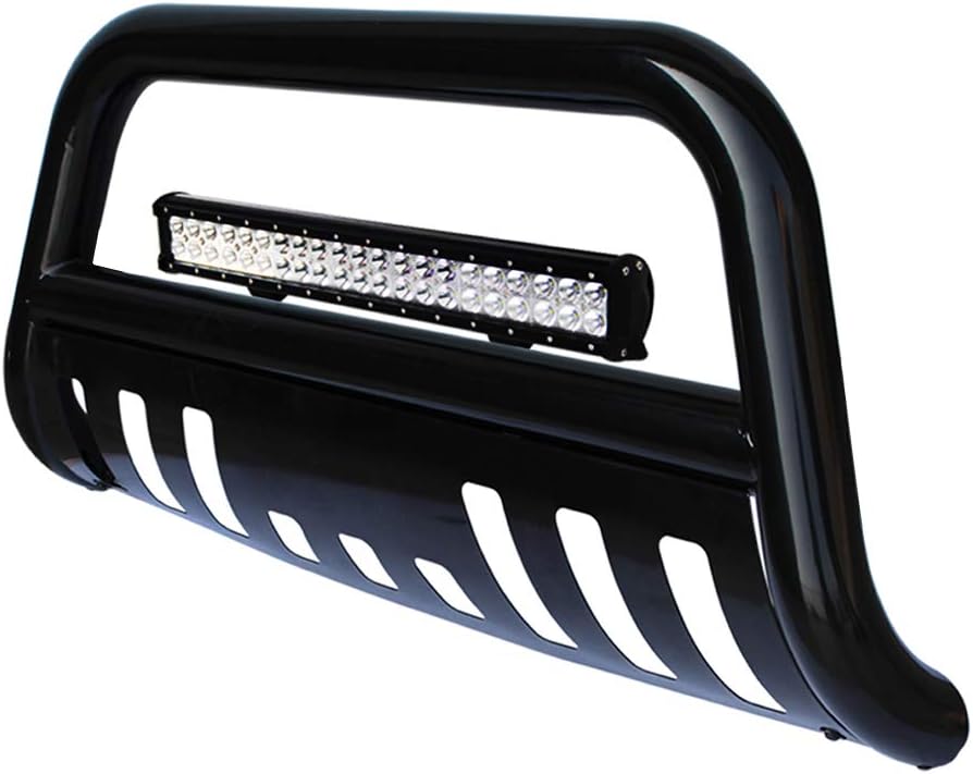 tuokiy Black Bull Bar Bumper Grille Guard for 07-17 Chevy Silverado 1500 with 4D Lens 20inch 126W Led Light Bar +Free Wiring Harness