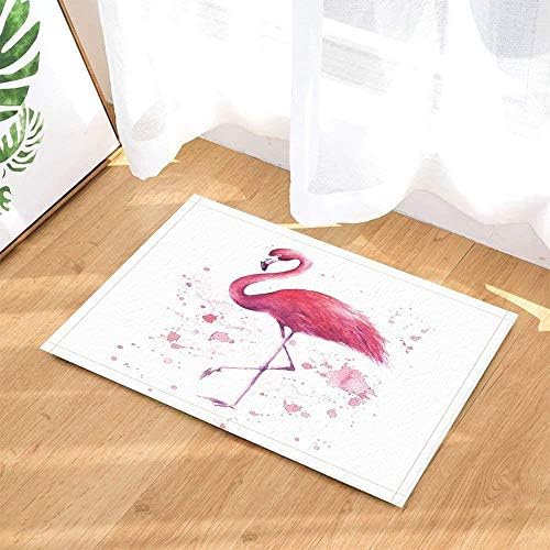 Kwboo Animal Decoration, A Red Flamingo Walks Gracefully。Non-Slip Door Mat, Bathroom Mat, Kitchen Mat, Plus Velvet, 40X60Cm.