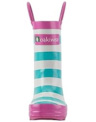 OAKI Kids Rain Boots with Handles, Mint, White