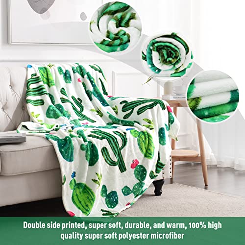 Jekeno Cactus Gifts Blanket, Double Sided Print Cactus Decor Blankets
