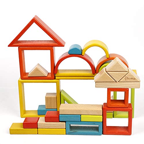 Agirlgle Large Wood Building Blocks Set for Toddlers Kids 32 Pcs