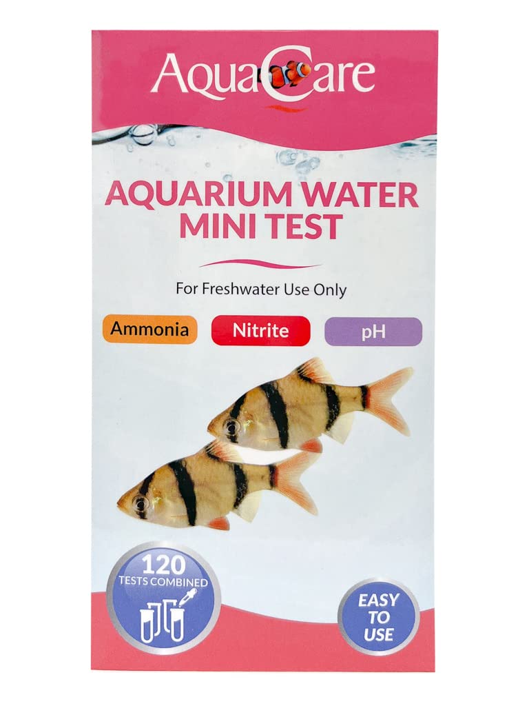 AquaCare Essential Liquid Test Kit (Ammonia, Nitrite and pH), Aquarium Water Test Kit For Freshwater Fish Tanks (120 Tests)