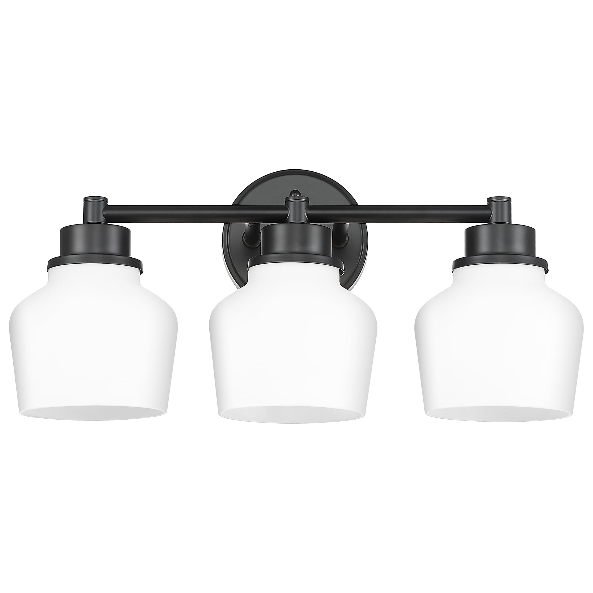 Photo 1 of Emak Modern Black Bathroom Lighting Fixtures Over Mirror, Farmhouse 3-Light Vanity Lights with Milk Glass Shade for Bathroom, Mirror, VL122-BK-ML-3