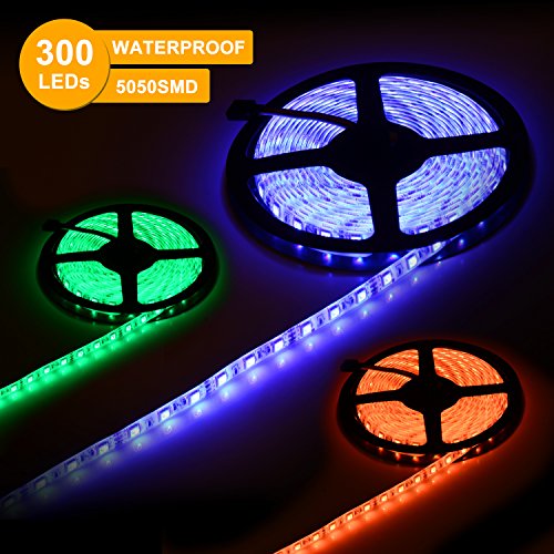 LED Strip Lights, 16.4ft/5m Sync to Music Color Changing Light Strip Kit with Remote Control for Home, Bedroom, TV, Ceiling Decoration, Bright 5050 LEDs, Cutting and Waterproof Design DC 12V