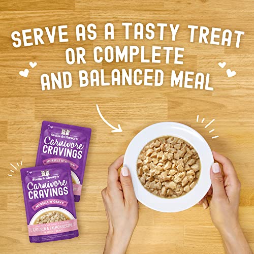 STELLA & CHEWY’S CARNIVORE CRAVINGS MORSELS & GRAVY CHICKEN & SALMON RECIPE WET CAT FOOD POUCHES – (2.8 OUNCE POUCH, CASE OF 12)