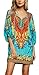 Women Bohemian Neck Tie Vintage Printed Ethnic Style Summer Shift Dress (S, Pattern 1)