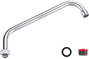 IVIGA G3/4 Internal Thread Commercial Faucet Swivel Spout Replacement: 12“ Add-on Swing Nozzle Spout - Chrome Polished Spout Replacement Part For Commercial Kitchen Sink Faucet - 1.8gpm/ 2.2gpm Aerator