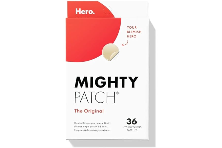 Mighty Patch™ Original patch from Hero Cosmetics – The #1 Hydrocolloid Acne Pimple Patch for Shrinking Zits and Whiteheads in 1 use; Nighttime Spot Stickers for Face and Skin (36 Count)
