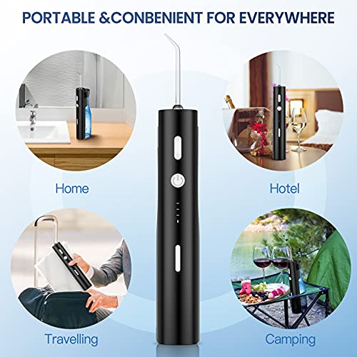 Irrigatore Orale Professionale, Filo Interdentale Portatile, 5 Modalità e 4 Specie 360° Sostituzione di ugello Rotante, Cura Dentale, Linea di Acqua orale, Ricarica USB, Adatto per Viaggi e Famiglia