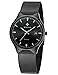 WWOOR Men's Analog Quartz Watch Ultra Thin Dial Date Stainless Steel Mesh Belt Waterproof (Black B)