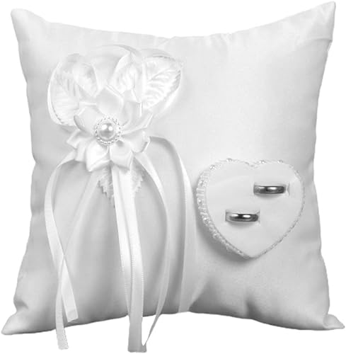 Amazon Co Jp Lurrose リングピロー ウェディング レース刺繍 ロマンチック おしゃれ パール リボン 花嫁 結婚式小物 結婚用品 ホワイト ジュエリー