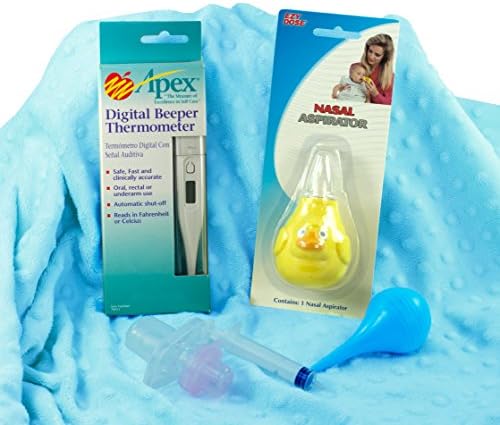 Healthy Baby Pack (4 Items) - Includes Ear Syringe, Ducky Nasal Aspirator, Digital Thermometer and a Syringe Nurser with Pacifier