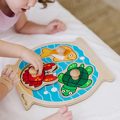 Melissa & Doug Animals Jumbo Knob Wooden Puzzles Set Fish and Pets