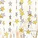 50 ft Twinkle Star Paper Silver & Gold Garland Bunting Banner Hanging Glittery Decoration, Decor for Birthday Party Baby Shower Christmas Weddings Christenings Barbecue Fetes Gard - 6 Pack