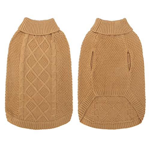 Mihachi Turtleneck Dog Sweater Winter Coat Apparel Classic Cable Knit