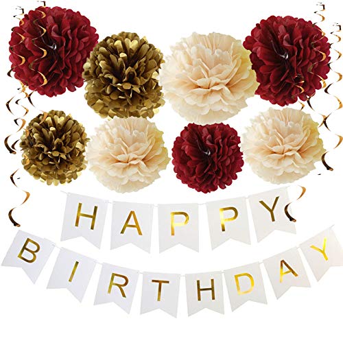 Burgundy Gold Birthday Party Decorations Burgundy Gold Happy