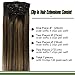 GOO GOO Clip in Hair Extensions Real Human Hair, Remy Human Hair Extensions Clip ins for Women, Natural Human Hair, 22inch 120g 7Pcs, 1B/6/1B Balayage Natural Black to Chestnut Brown
