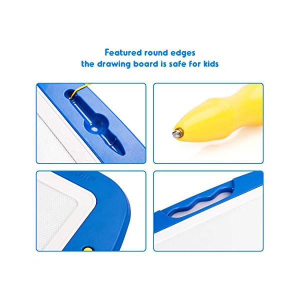 SGILE Large Magnetic Drawing Board - 4 Colors 42×33cm Doodle Pad with 4 Stamps for Toddlers, Learning Toy Gift Magna…