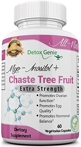 PCOS Supplements Polycystic Ovaries Myo-Inositol and Chaste Tree Berry Fruit Potent Extra Strength 60 Veggie Capsules for Fertility 1000mg daily dosage
