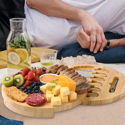 GODREAM Kit Tabua de Frios Petisqueira, com Tábua de Frios, Facas, Garfos, Ideal Para Servir Queijos, Frutas, Aperitivos, Lanches e para Compor Uma Mesa Fria Completa