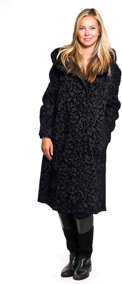 Mycra Pac SCROLL Tea Length Donatella Fashion Travel Raincoat - Scroll Black