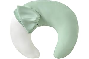 ESEN Nursing Pillow with Removable Cover, Ergonomic Breastfeeding Pillow Large Size for Nursing Mother Support Bottle Feeding and Breastfeeding - White Pillow Insert - Green Cover