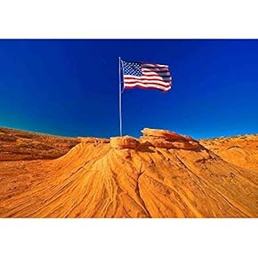 American Flag in Grand Canyon, USA - Removable Wall Mural | Self-Adhesive Large Wallpaper - 66x96 inches
