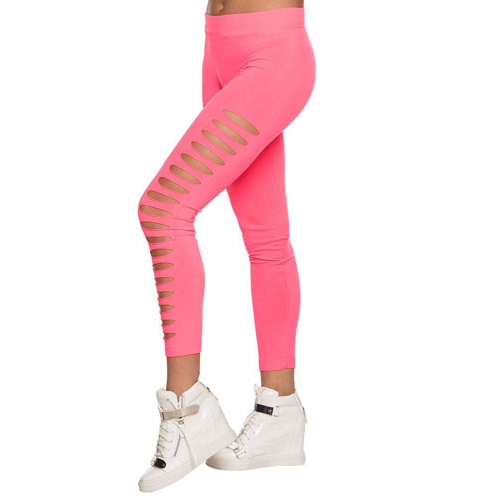 Boland - Opaque Leggings, Size M, with Stretch, Cut-Outs, Tight Trousers, Carnival, Theme Party, Disco, Halloween Pink