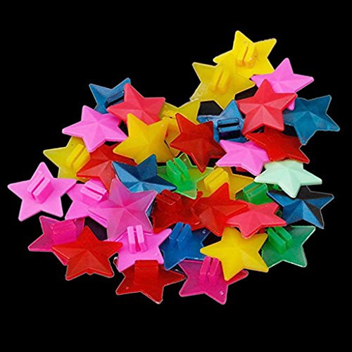 Kasmena 102pcs Assorted Colors Bike Bicycle Wheel Spokes Bead Plastic Clip Spoke Bead Derections,Star