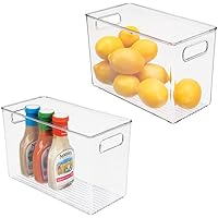 mDesign Plastic Tall Slim Organizing Tray Kitchen Pantry Cabinet, Refrigerator, Freezer Food Organization Storage Bins w/Hand