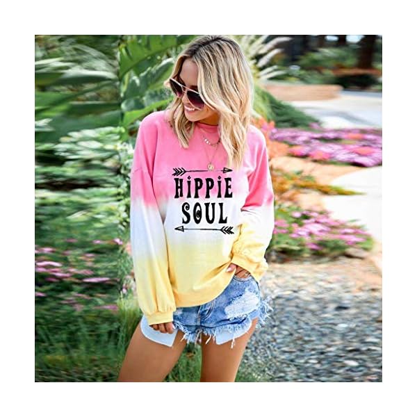 Sudadera Mujer 2020 Otoño Invierno SHOBDW Impresión De Cartas Hippie Soul Gradiente Blusa Tops Camiseta De Manga Larga… | DeHippies.com