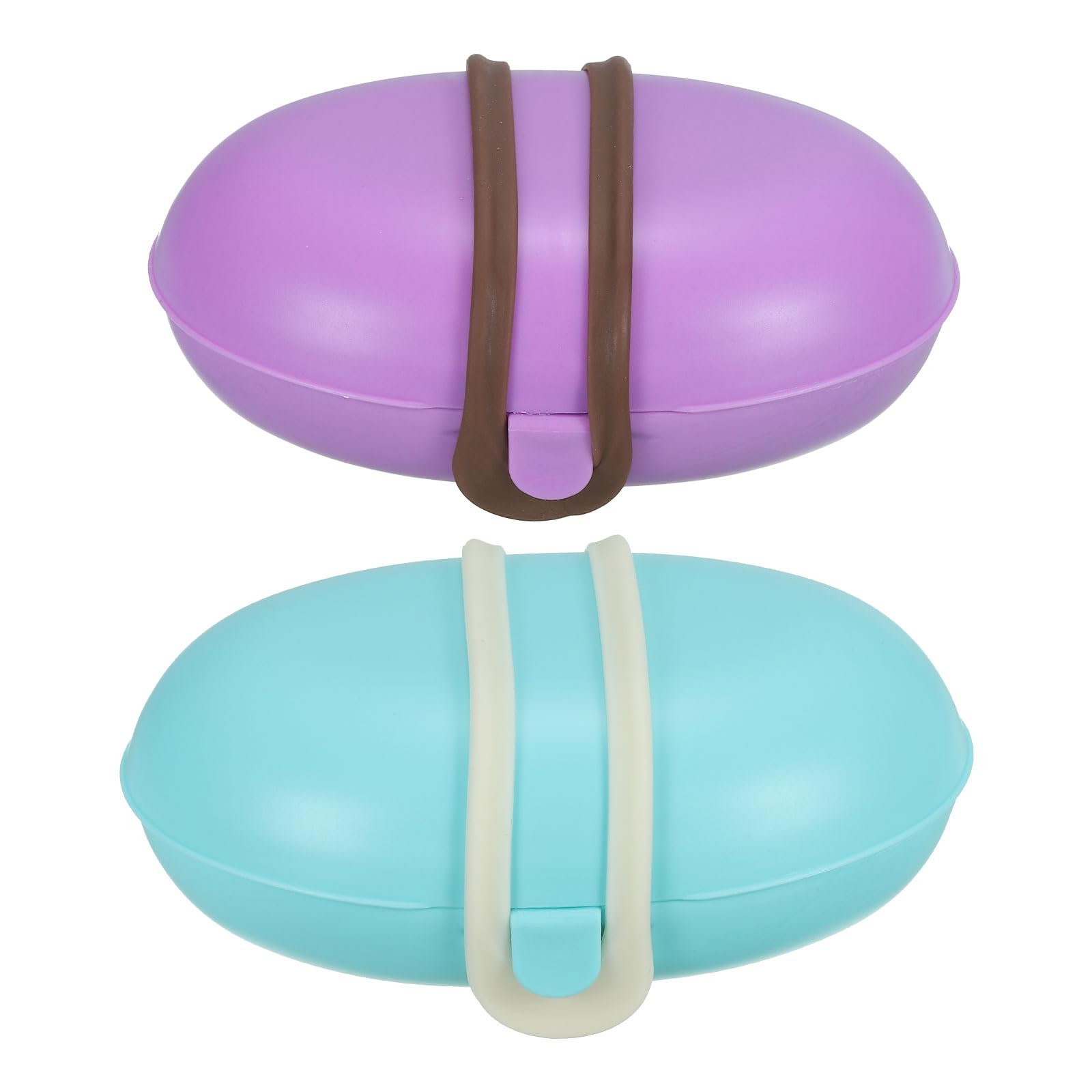 PATIKIL Travel Soap Holder, 2 Pack Soap Bar Box Container Case with Band for Traveling, Camping, Gym Use, Light Blue Purple