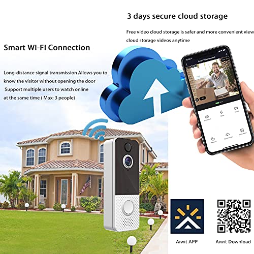 Motion Detection Wireless Video Doorbell With Free Cloud Storage
