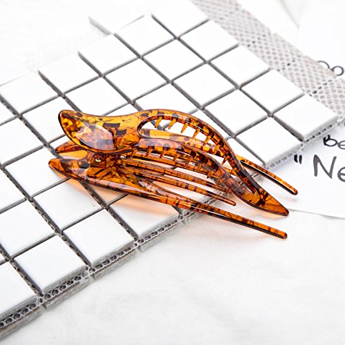 2 Pieces large Size Black Brown Hair drawing Color 5.2" Plastic hair clip accessories Side-slide Hair Claw for Women by Prettyou
