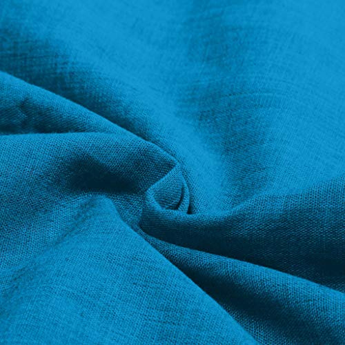 Duseedik Women's Dresses with Pocket Summer Casual Solid Cap Sleeve Dresses Plus Szie Cotton Linen O-Neck Daily Dresses Blue