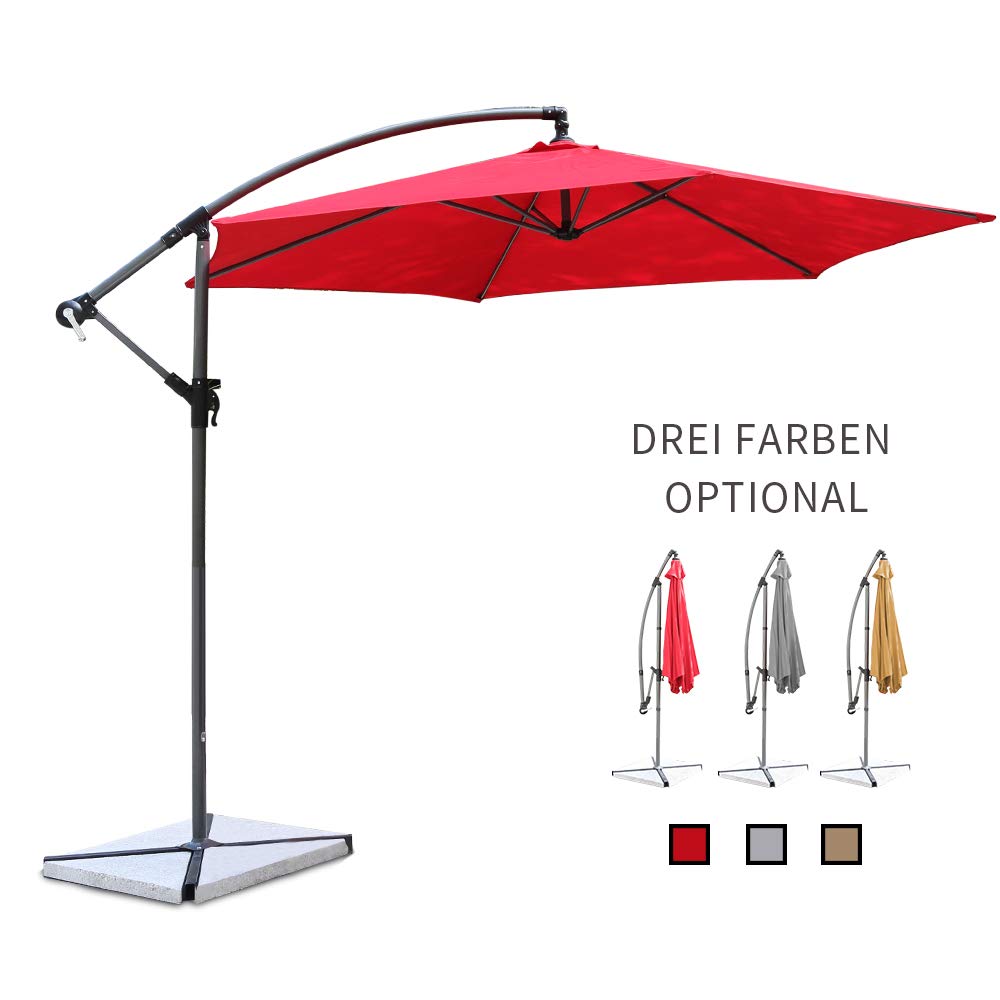 Buy Ziigo Garden Parasol, Ø 3m Banana Cantilever Parasol Patio Umbrella, Aluminium Sun Shade
